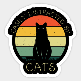 Easily Distracted By Cats Shirt Cat Lovers Women Funny Cat Sticker